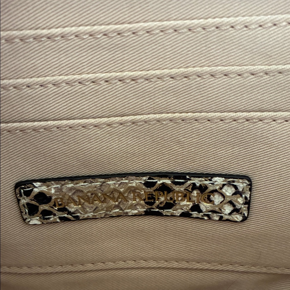 Banana Republic Snake Print Clutch with Gold Tone Frame - Picture 3 of 13